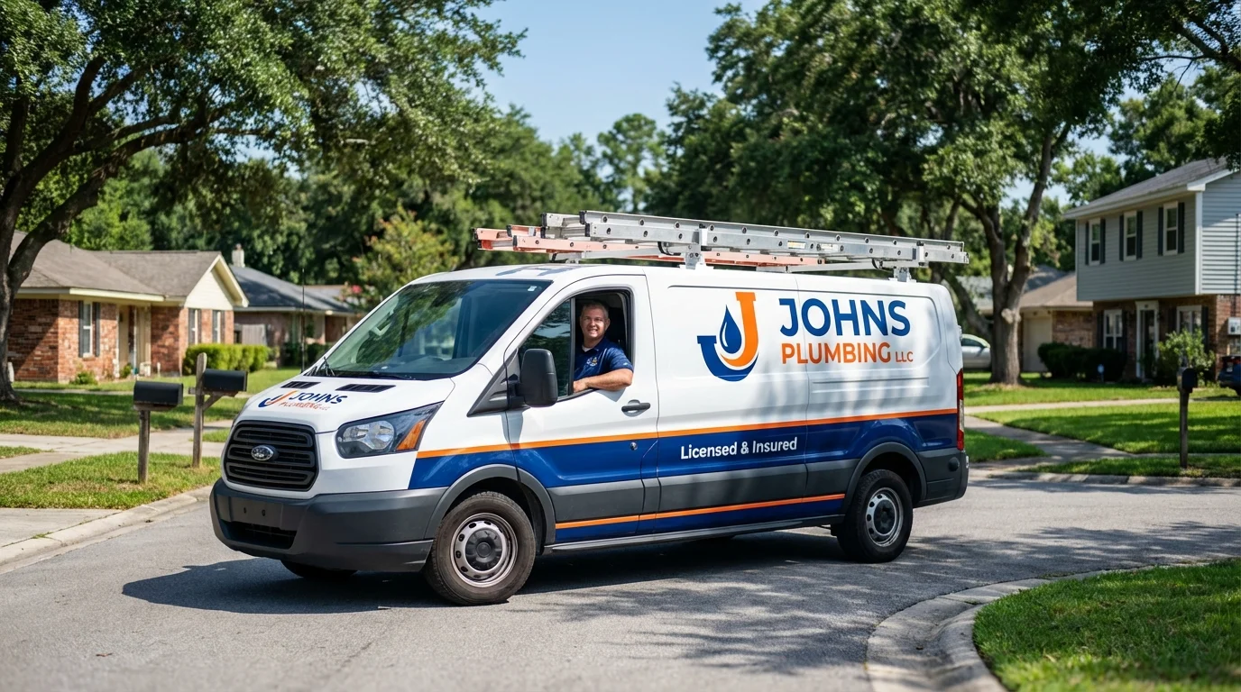 Johns Plumbing LLC service van in Winona Lake, IN