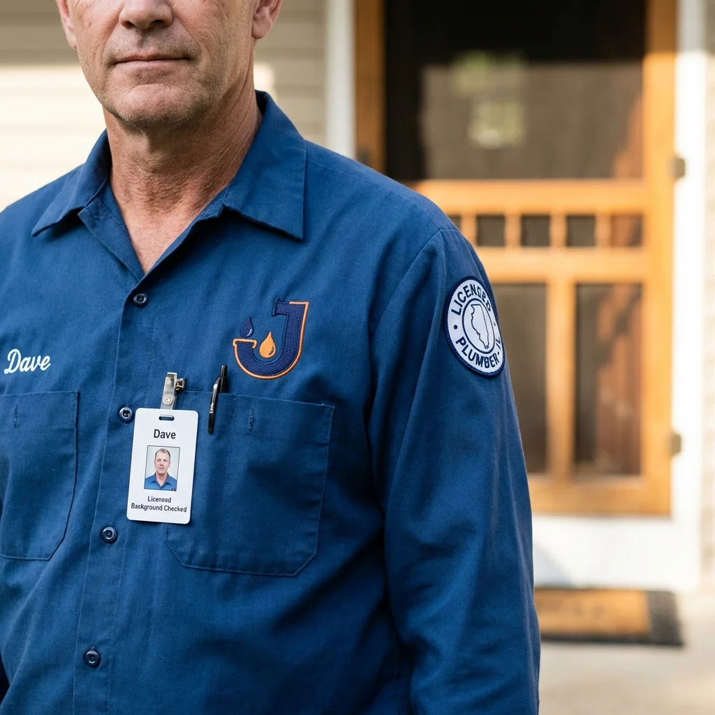 Licensed plumber showing ID badge in Winona Lake, IN