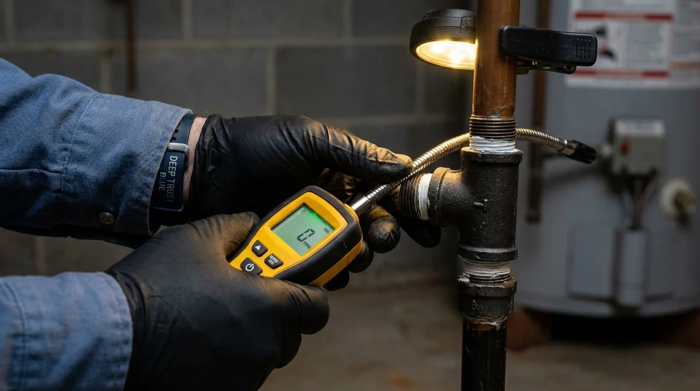 Gas leak detection with electronic sniffer by Johns Plumbing LLC in Winona Lake